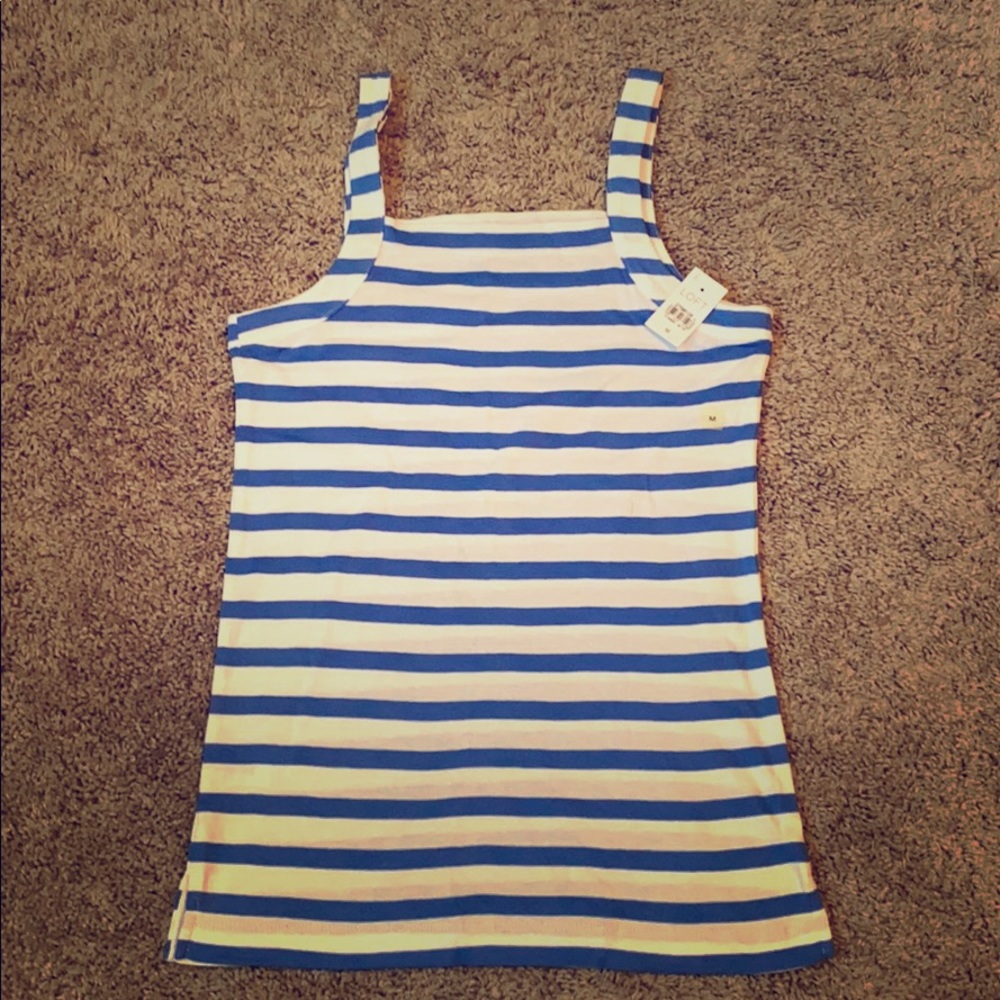 NWT Loft Square-Neck Blue/White Striped Tank, M